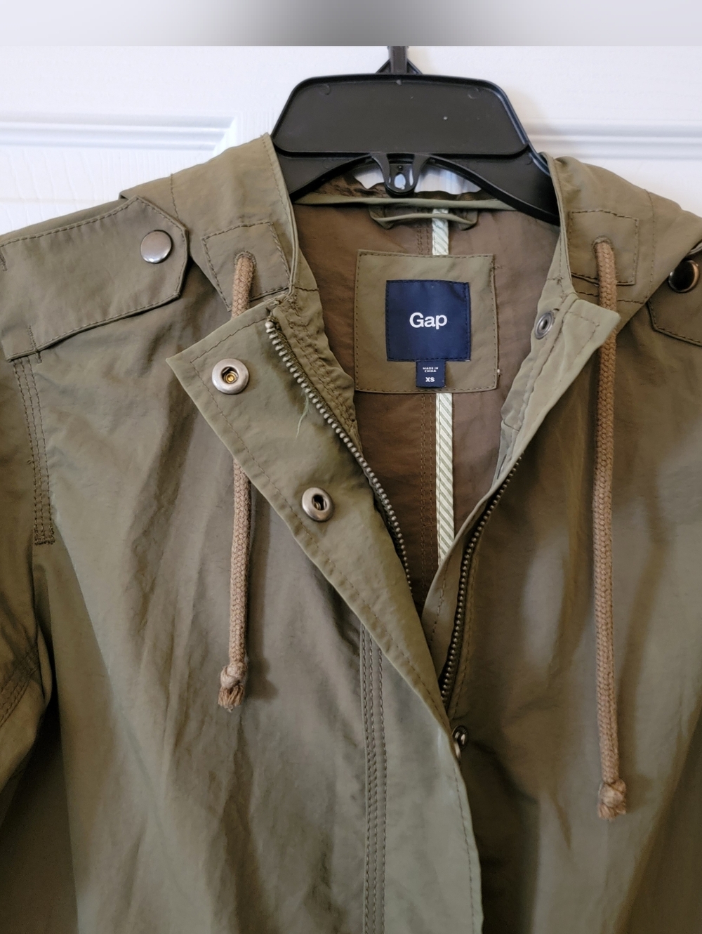 GAP Hooded Olive Green Utility Jacket Anorak Crop